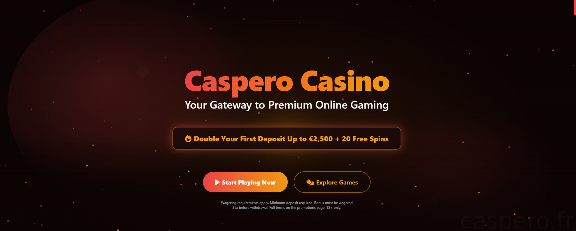 Caspero Casino 100% jusqu'à 500€ + 200 FS